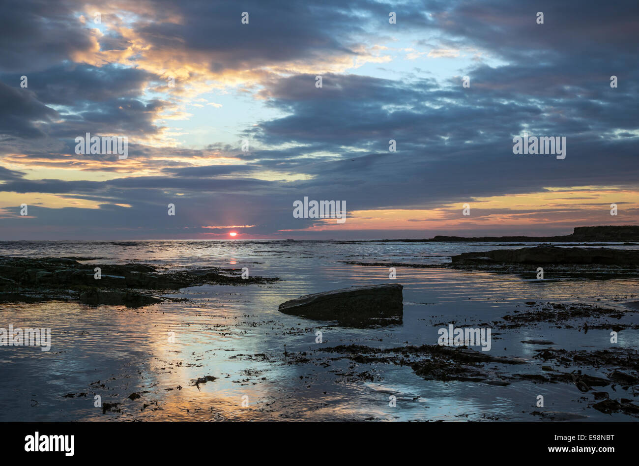 Beadnell Bay at Sunrise. Northumberland, UK Stock Photo