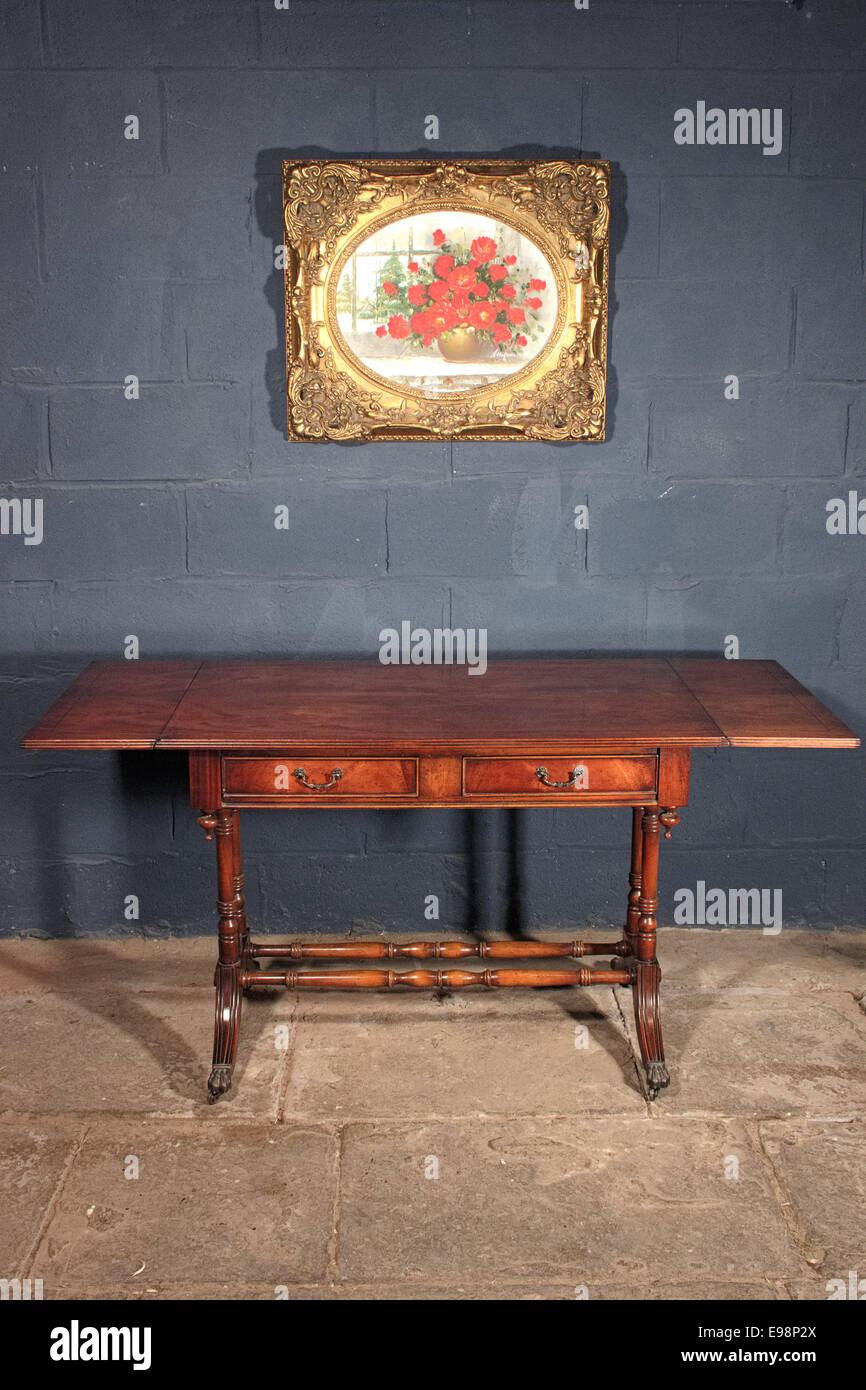 Antique Victorian Reproduction Mahogany Sofa Table Stock Photo