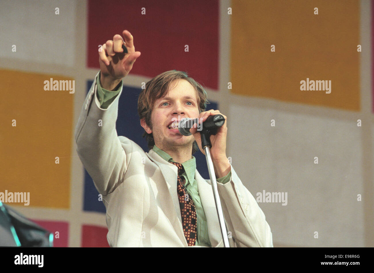Beck in concert on stage at 'V97' music festival, in England, in August 1997. Stock Photo