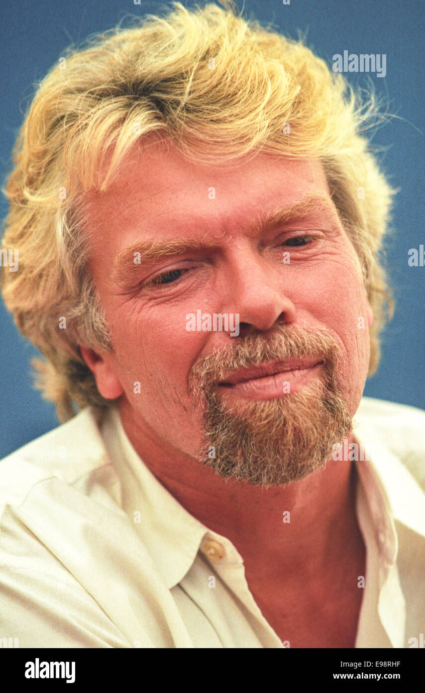 Richard Branson of the Virgin group at 'V97' music festival, in England, in August 1997. Stock Photo