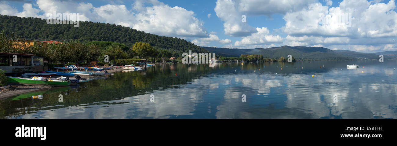 Panorama Of Bracciano Lake Stock Photo