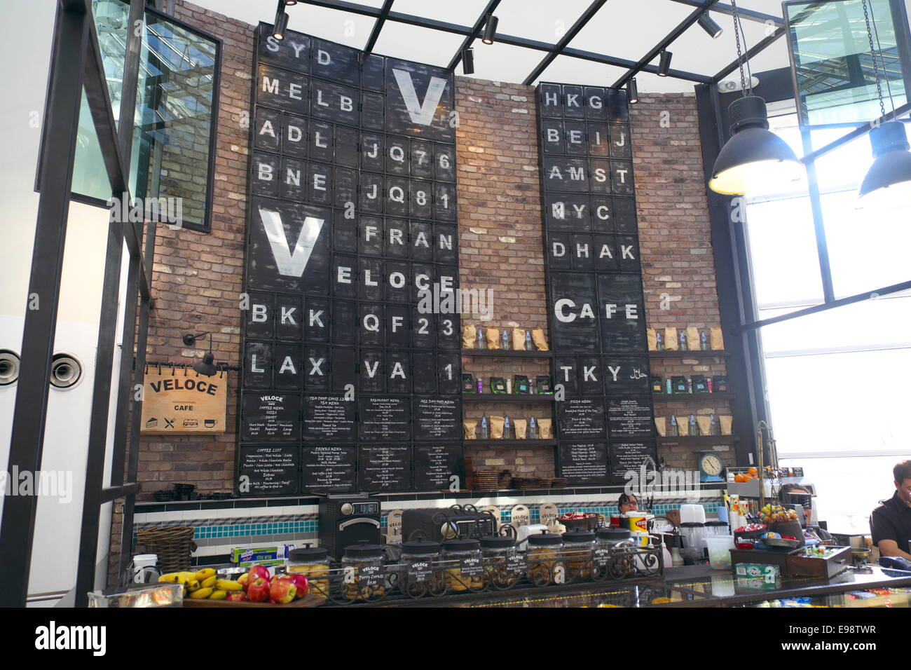 kingsford  smith sydney airport terminal 2 trendy contemporary cafe coffee shop,australia Stock Photo