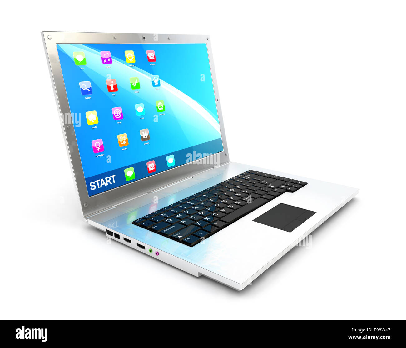 3d laptop, isolated white background, 3d image Stock Photo