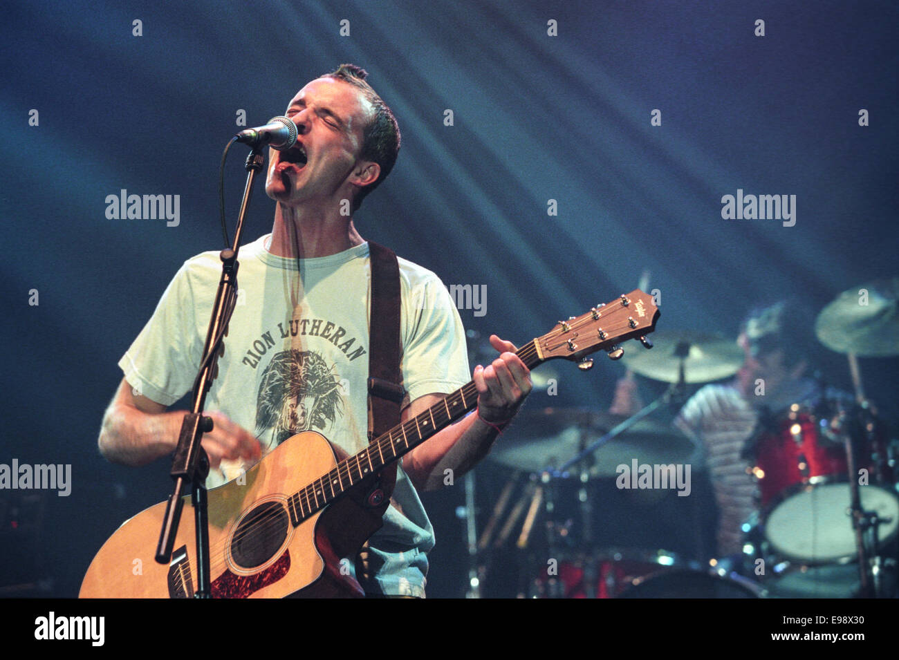 Travis and Fran Healy at 'T In The Park' music festival, in Scotland, in 1999. Stock Photo