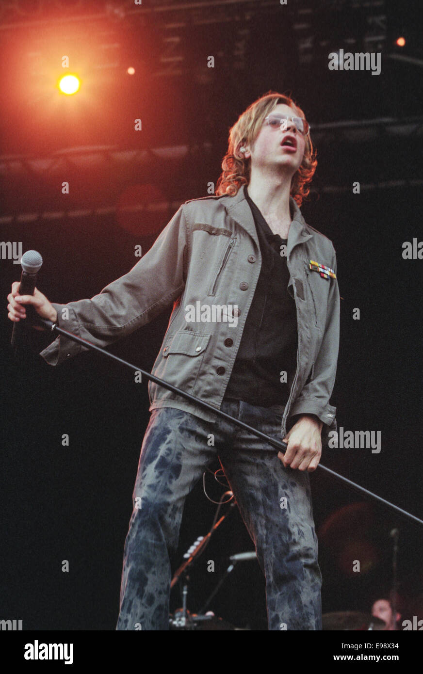 Beck in concert on stage at 'Rock On The Green', in Glasgow, Scotland, in August 2000. Stock Photo