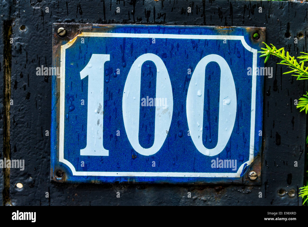 French blue enamel house numbers hi-res stock photography