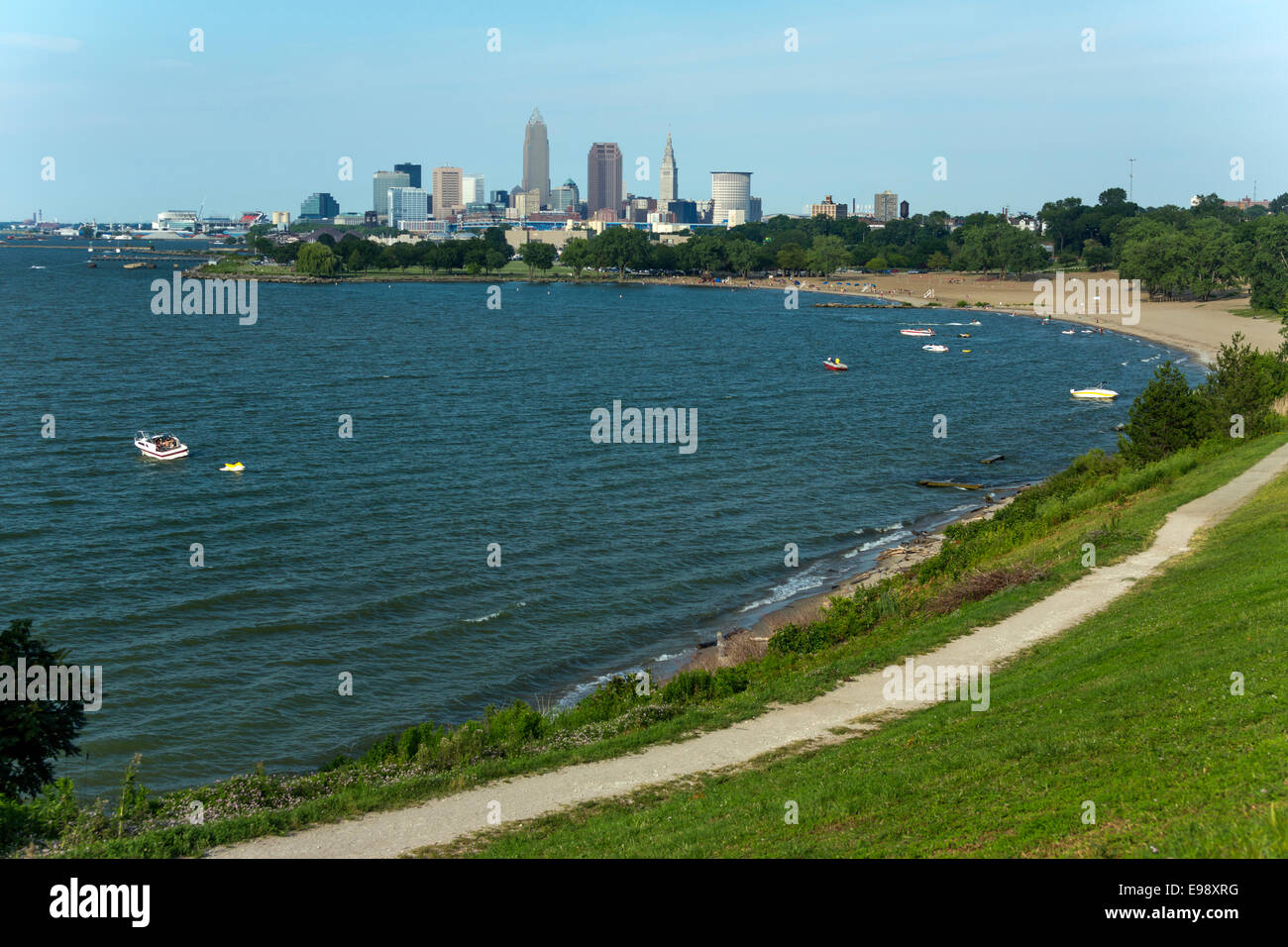 DOWNTOWN SKYLINE EDGEWATER PARK CLEVELAND LAKE ERIE CUYAHOGA COUNTY