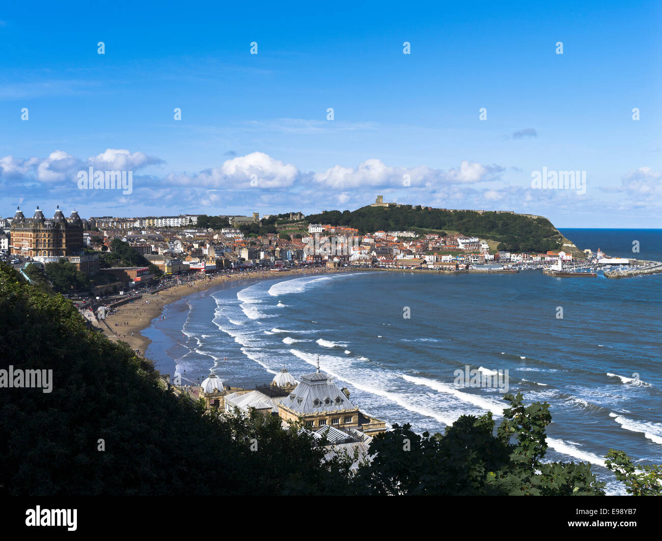 dh South Bay SCARBOROUGH NORTH YORKSHIRE futurist south beach scarborough castle harbour sea summer uk seaside sands england coast town Stock Photo