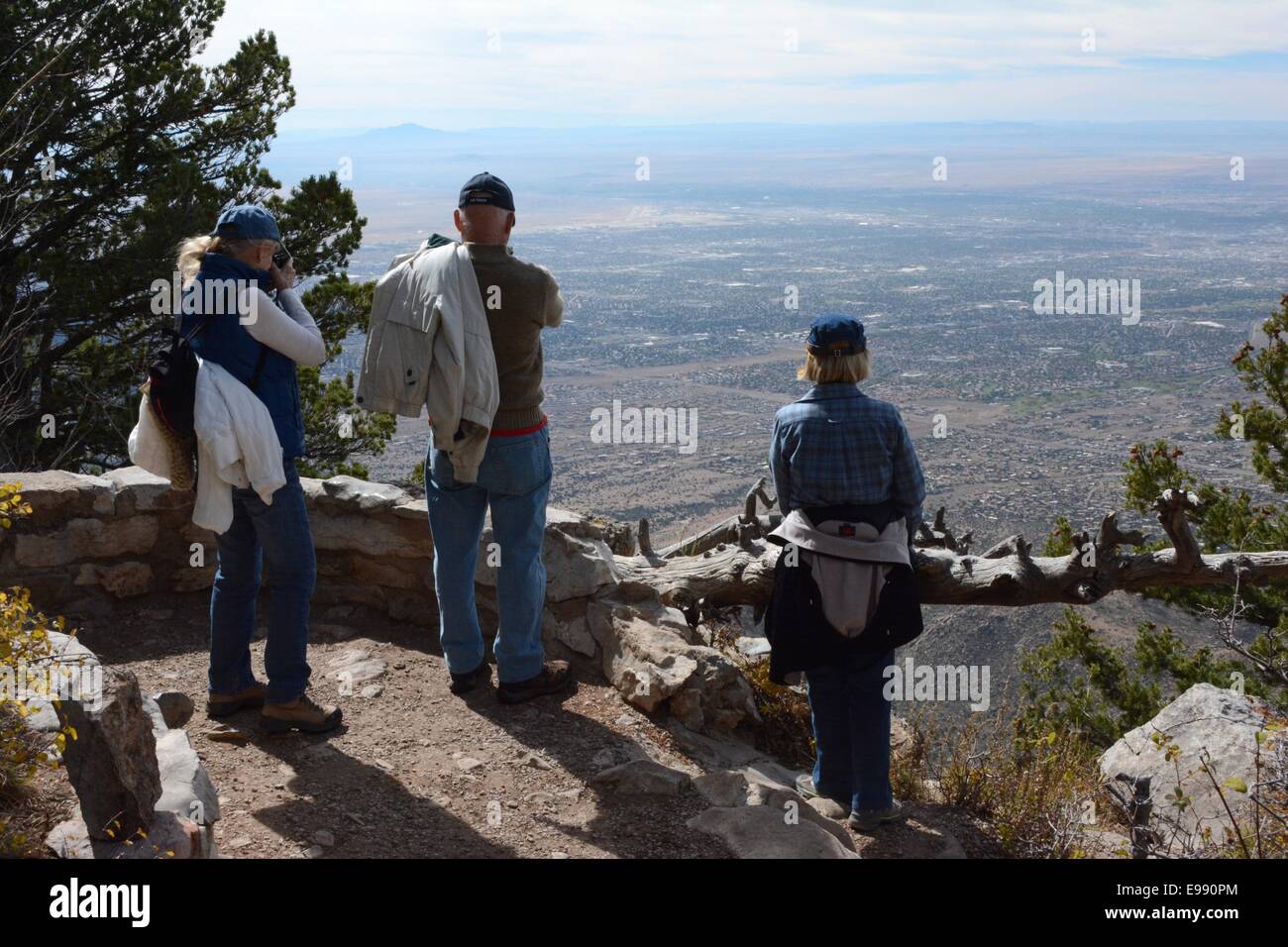 My relatives at an overlook on Sandia Mountains of New Mexico - USA Stock Photo