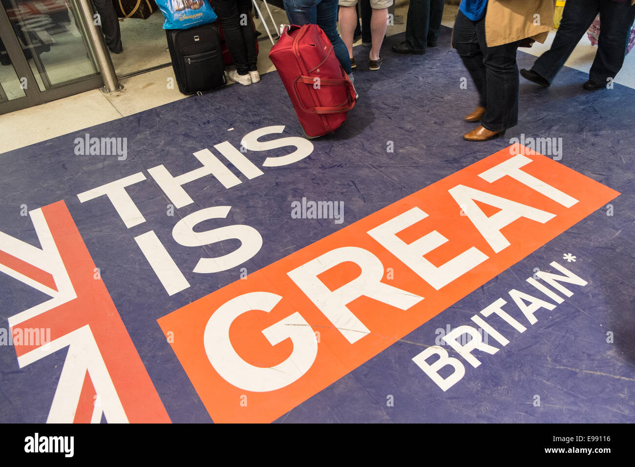 Tourists at passport control UK border crossing at Gare du Nord train