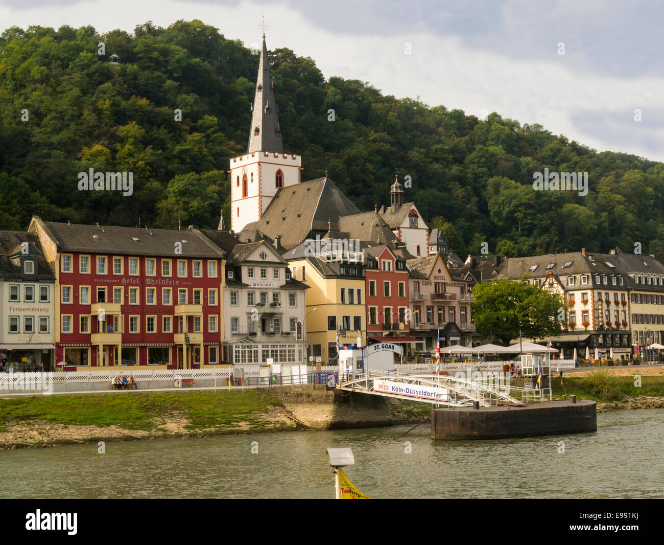 River front buildings St Goar Middle Rhine Germany EU seen from ...