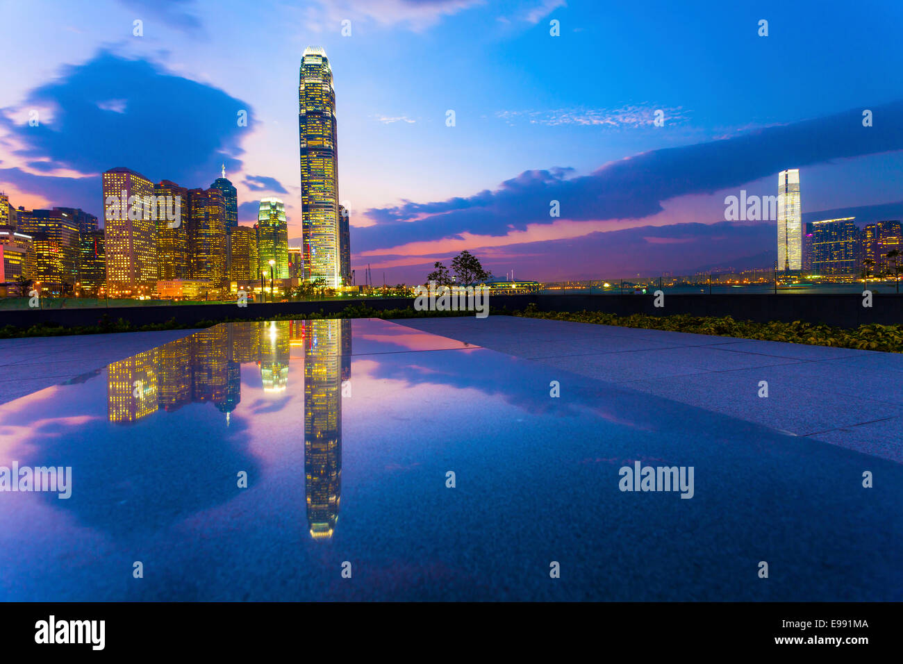 Hong Kong skyscrapers at sunset Stock Photo - Alamy