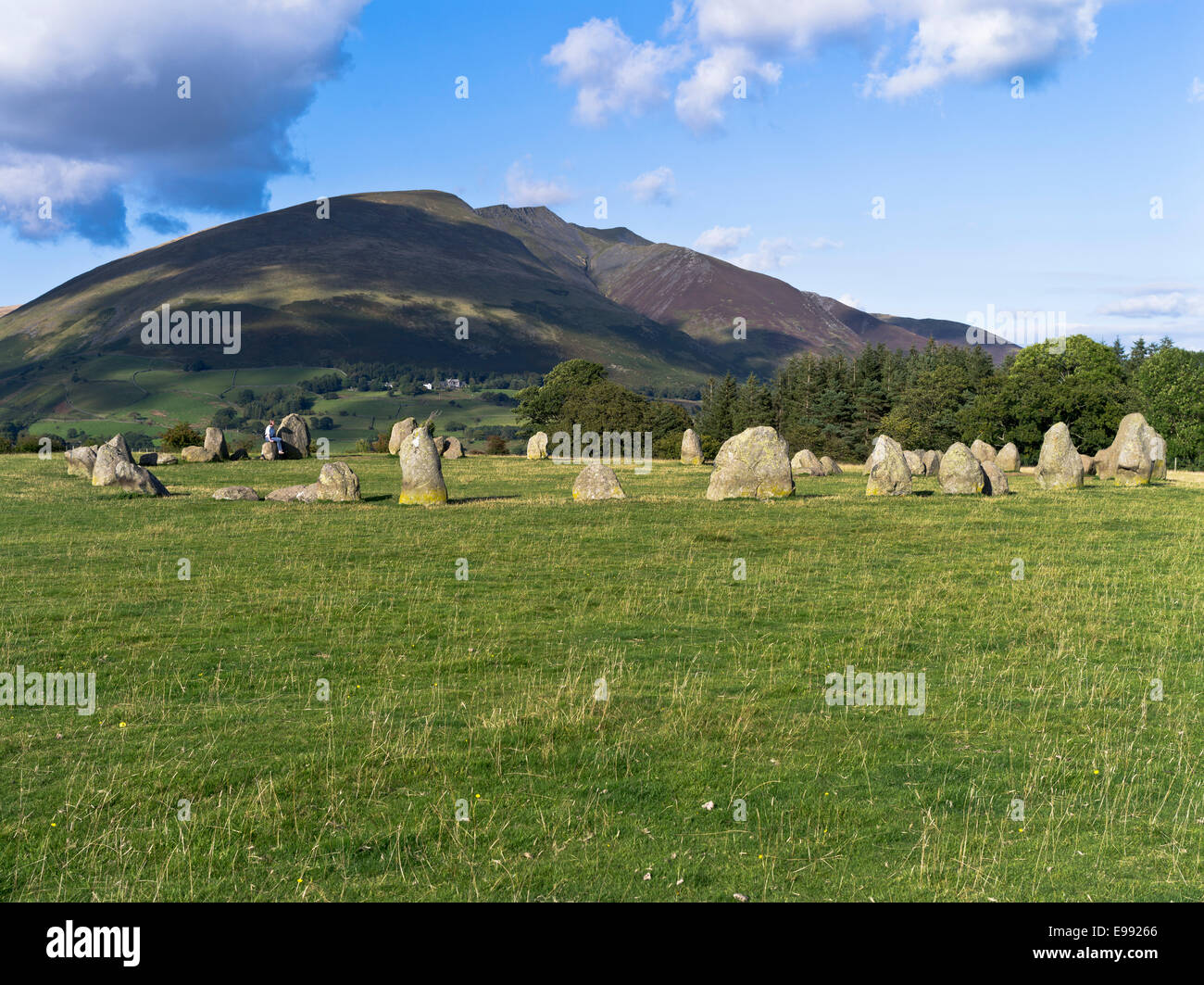 dh Castlerigg Stones KESWICK LAKE DISTRICT Woman at stones Blencathra ...