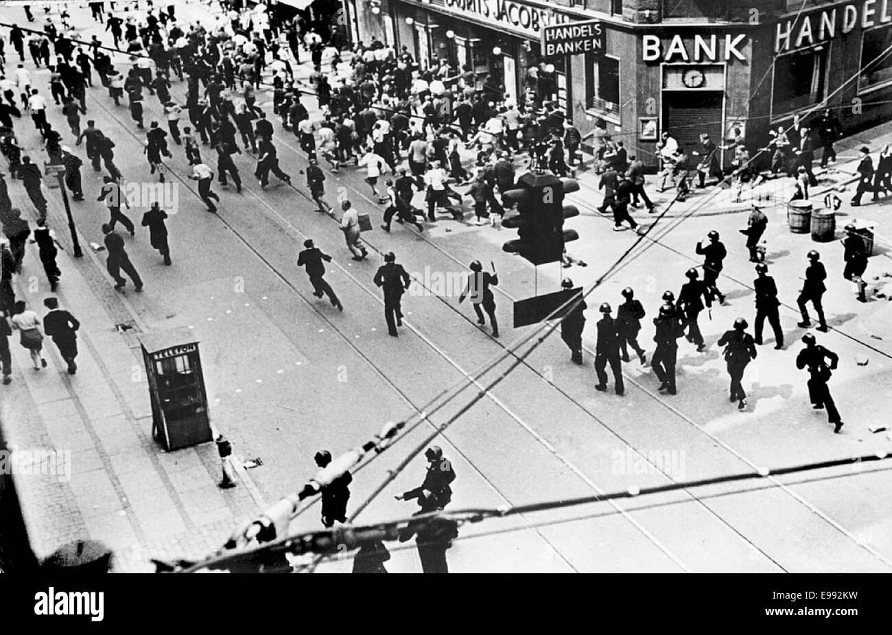 The police clearing Nørrebrogade in Copenhagen during the strike in 9268327806 o Stock Photo