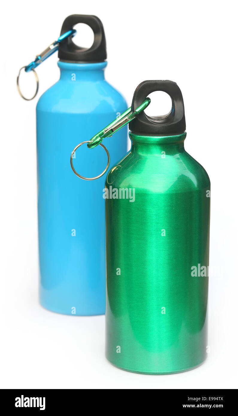 Two water bottle over white background Stock Photo