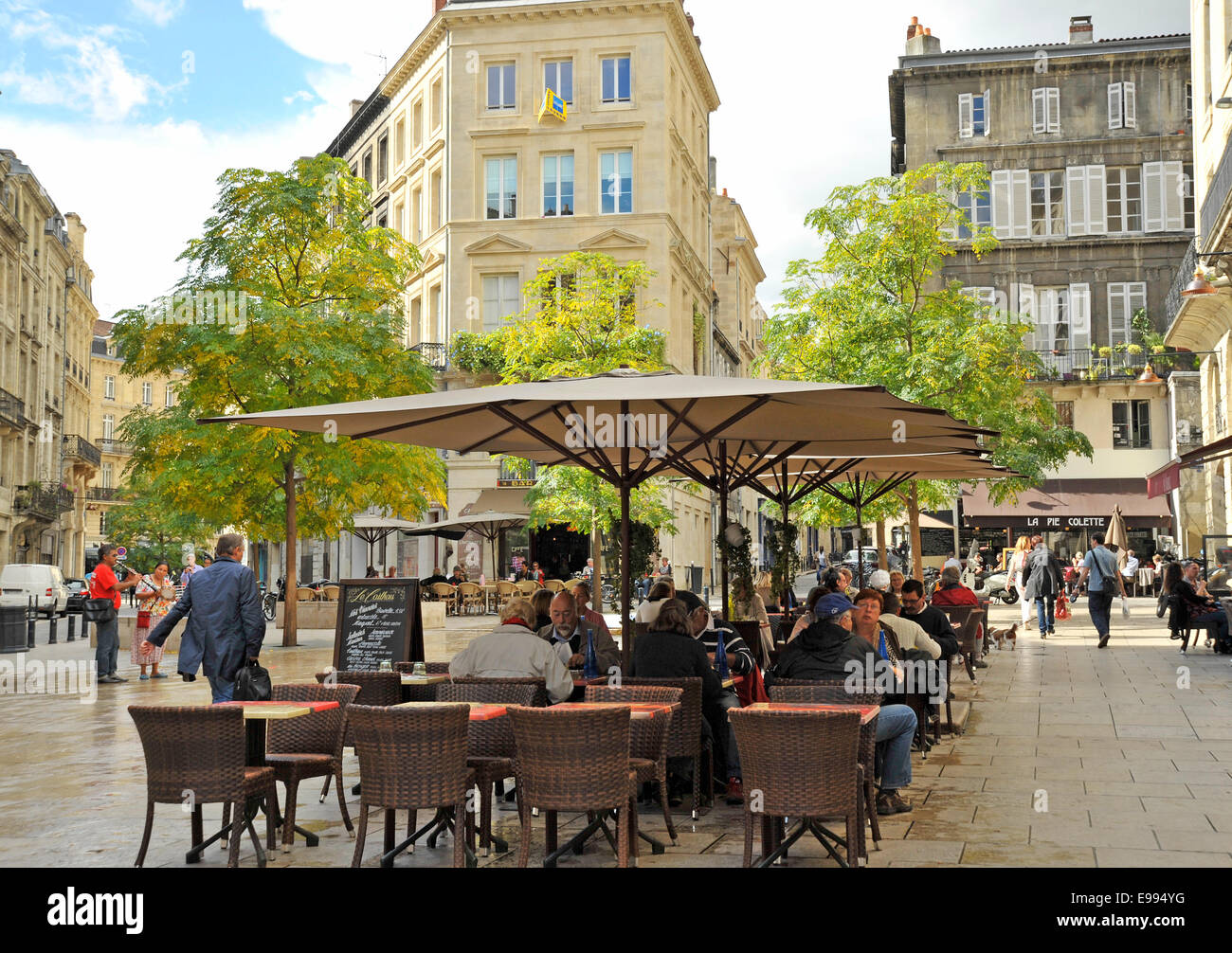 Cafe scene in Bordeaux city center,France Stock Photo