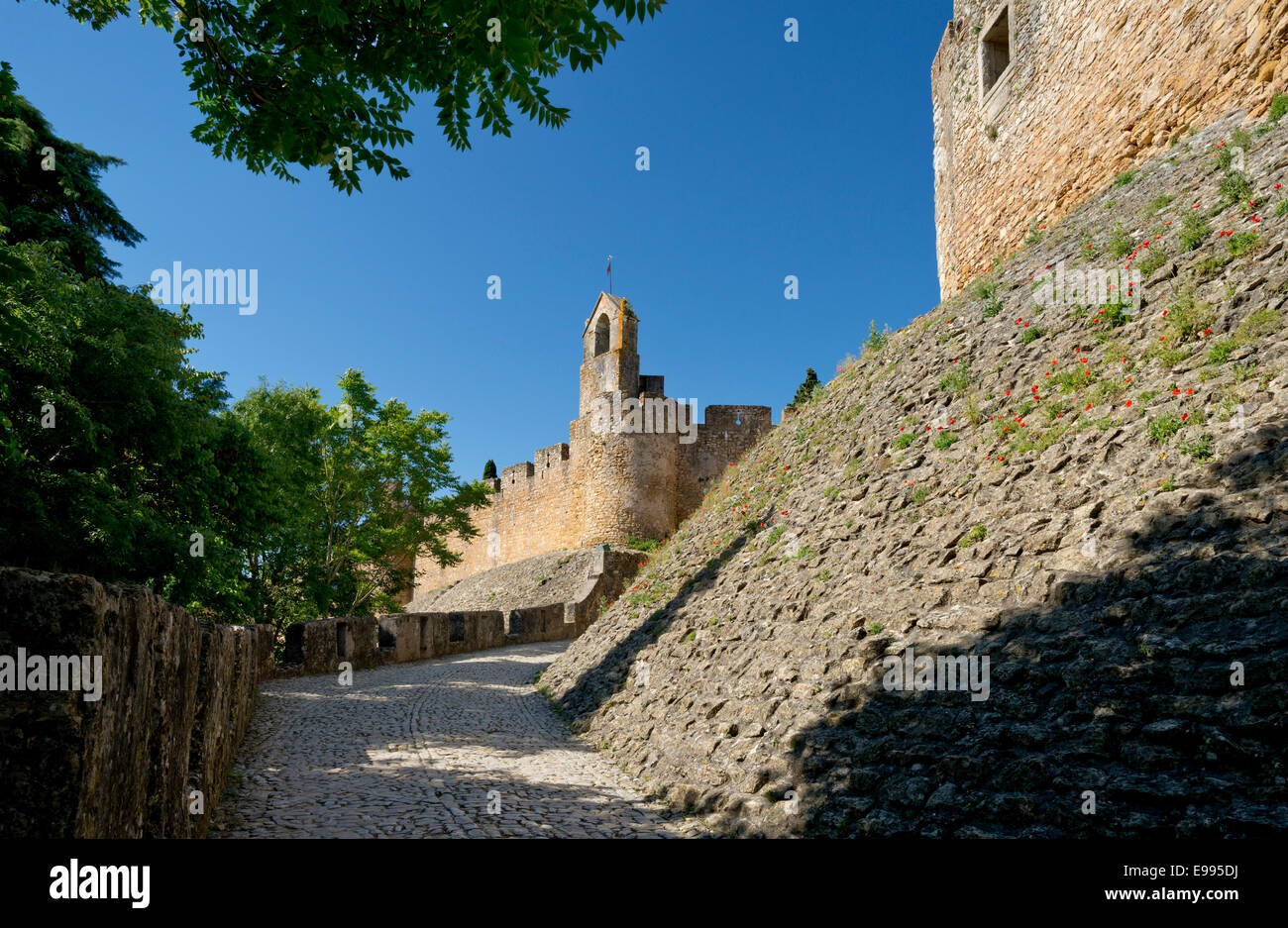 Portugal, the Ribatejo, Tomar, the Convento de Cristo convent; fortifications at the entrance Stock Photo