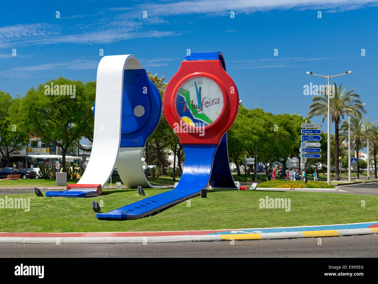 Portugal, the Algarve, the watch roundabout in Albufeira Stock Photo