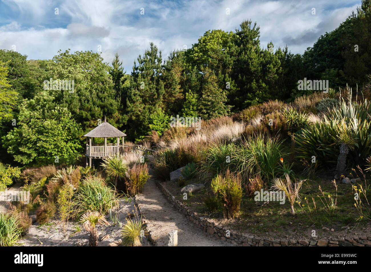 Tremenheere Sculpture Gardens, Penzance, Cornwall, UK. The gazebo in the upper dry garden Stock Photo