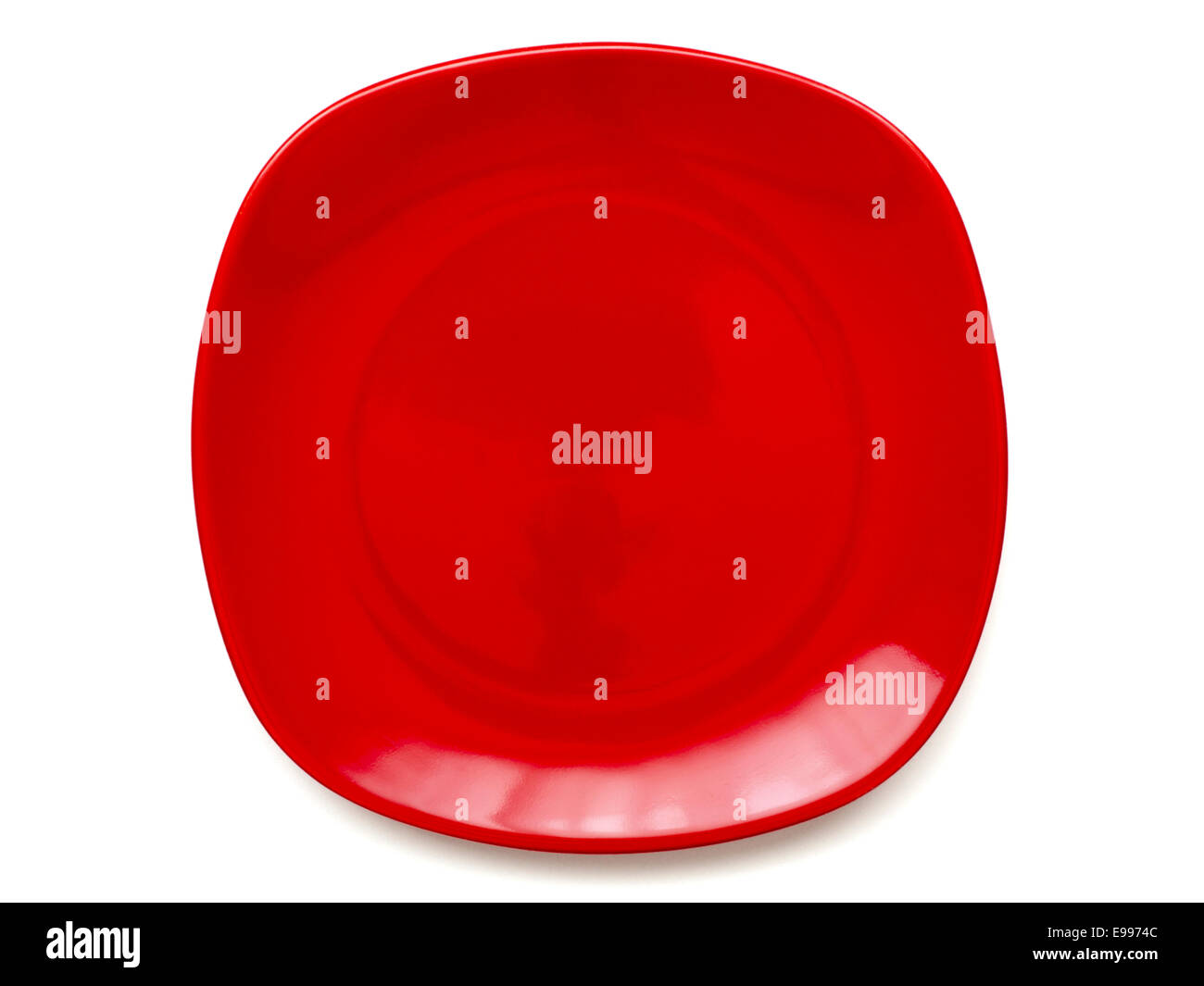 empty clean red plate isolated on white background Stock Photo