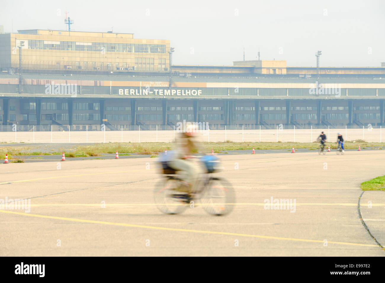 BERLIN - OCTOBER 07 2014. Vacation zone with resting people of Tempelhof airport on October 07, 2014, Berlin, Germany. Stock Photo