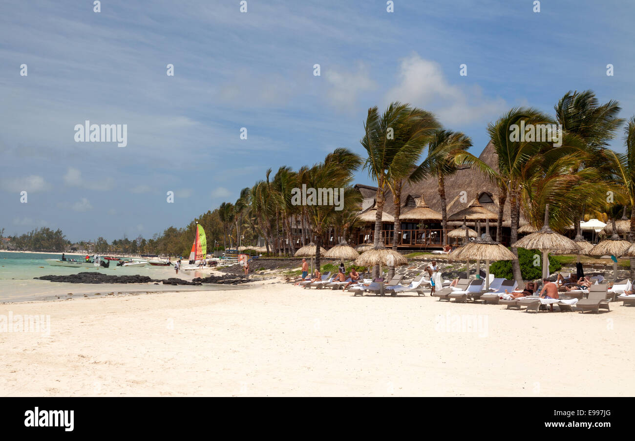 The luxury Lux Hotel, Belle Mare beach, Mauritius Stock Photo