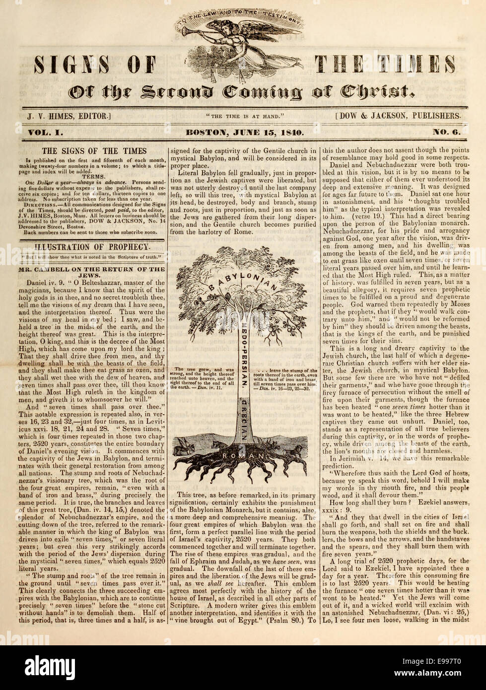 Sixth edition of 'Signs of the Times' monthly magazine 1840 published ...