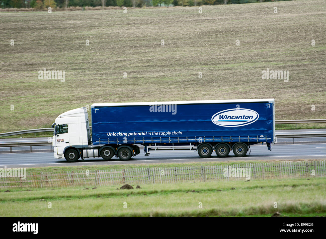 Wincanton lorry on M40 motorway, Warwickshire, UK Stock Photo