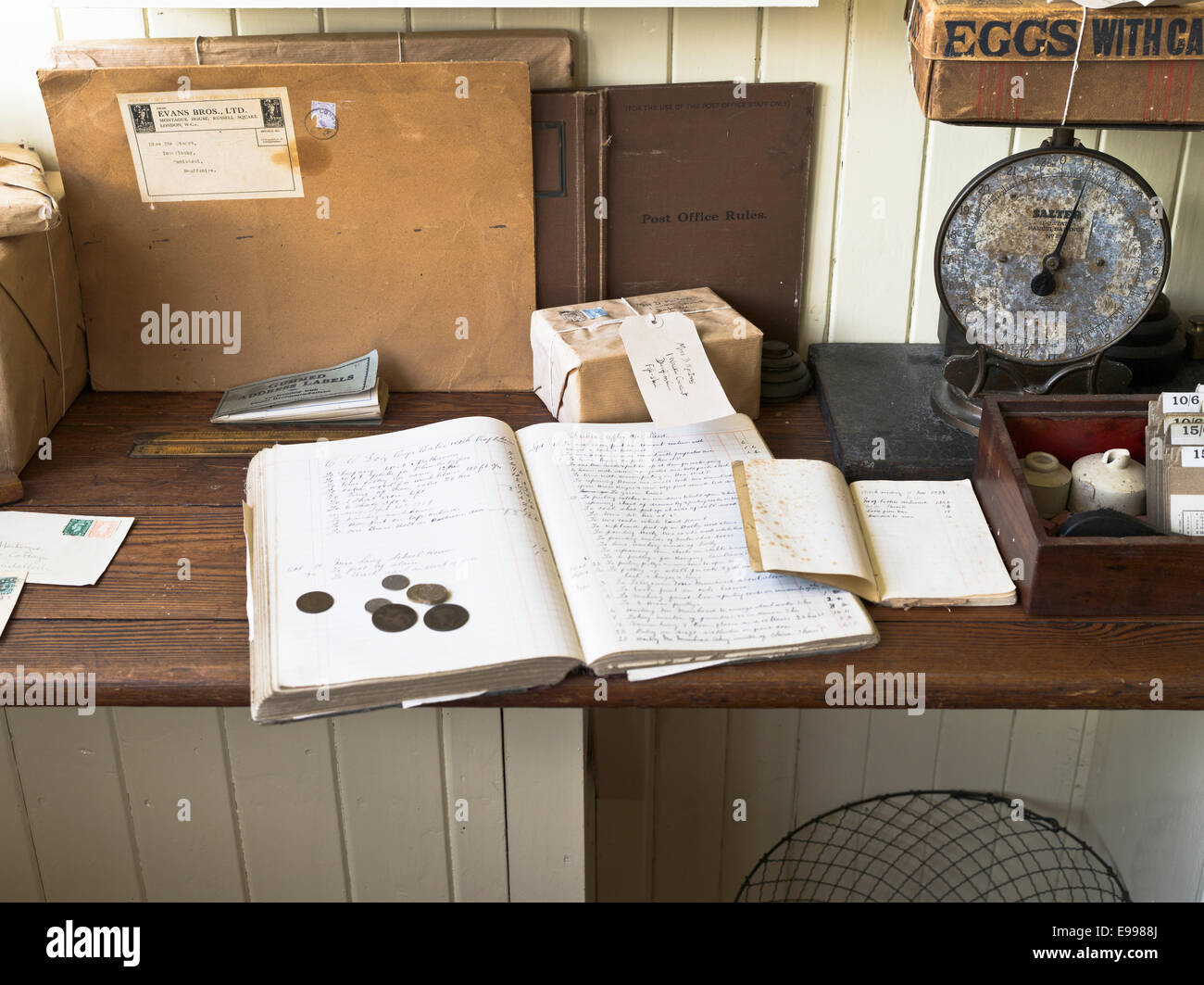 dh Highland Folk Museum NEWTONMORE INVERNESSSHIRE Old Post Office ledger counter indoor rural indoors museums Stock Photo