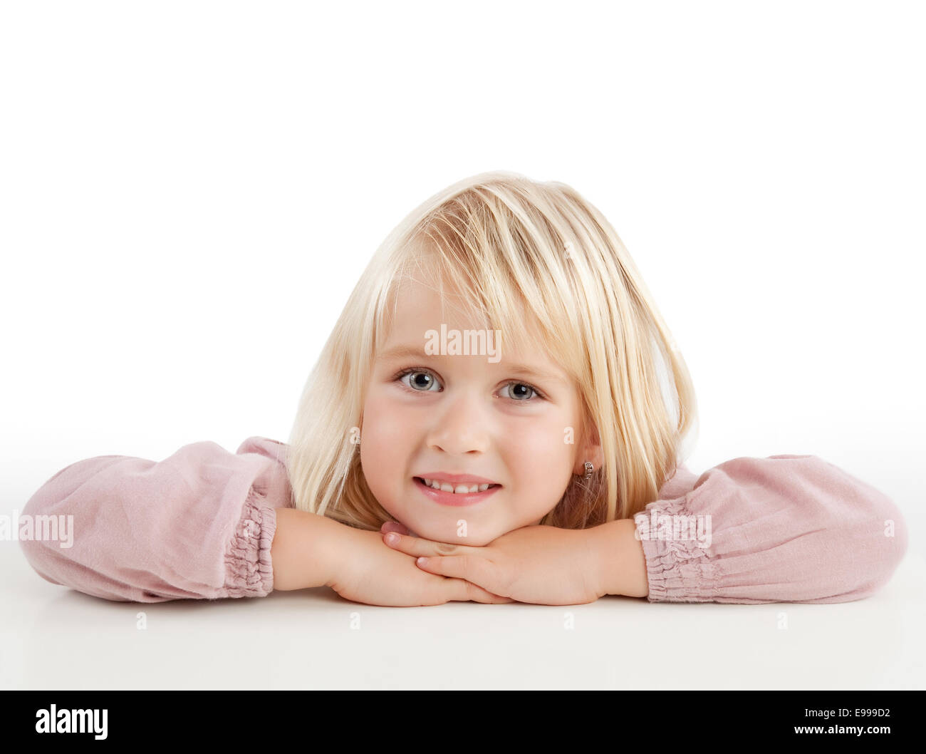 young beautiful girl on a white background Stock Photo