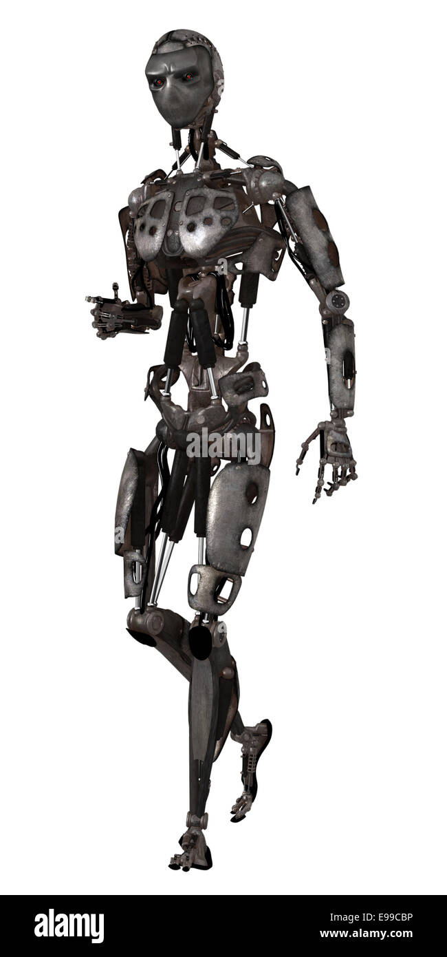 Scifi mechanical man walking Stock Photo Alamy
