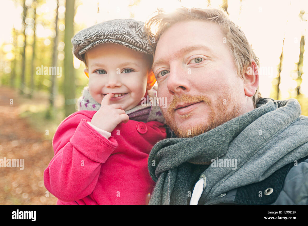 Father and Daughter in Woods Stock Photo