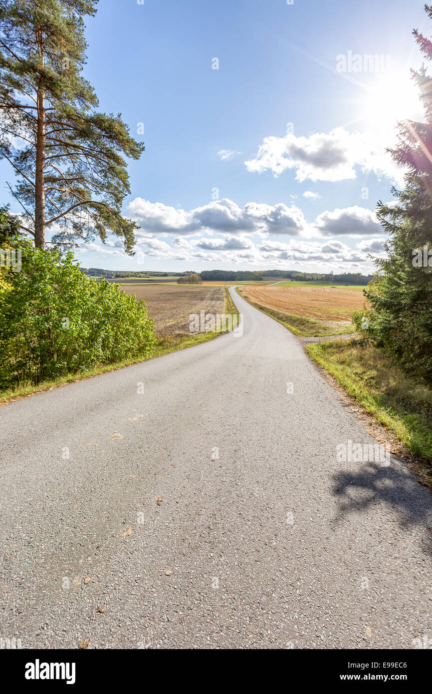 Quiet countryside road near city of Lohja, Finland, Europe, EU Stock Photo