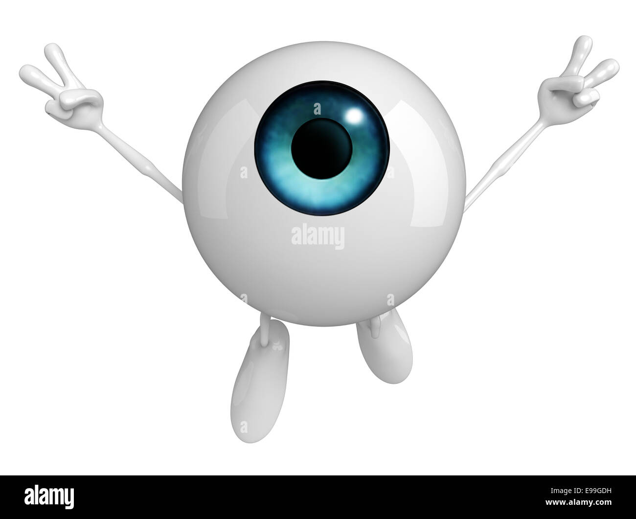 Cartoon character of eye with victory sign Stock Photo - Alamy