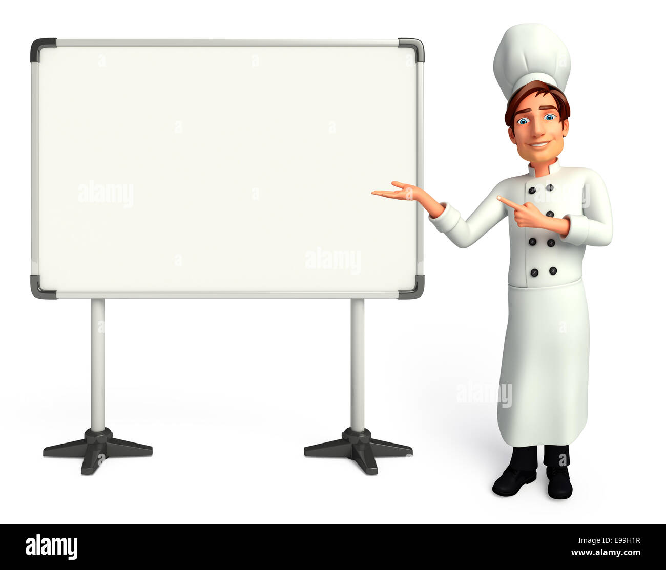 Illustration of young chef with display board Stock Photo - Alamy