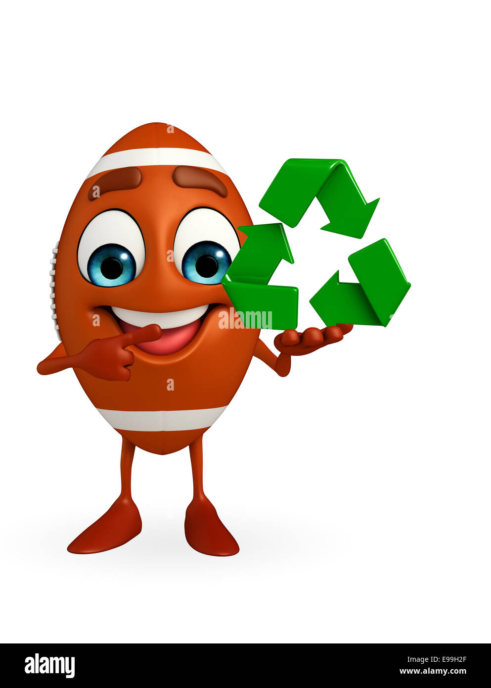 Cartoon Character of rugby ball with recycle icon Stock Photo - Alamy
