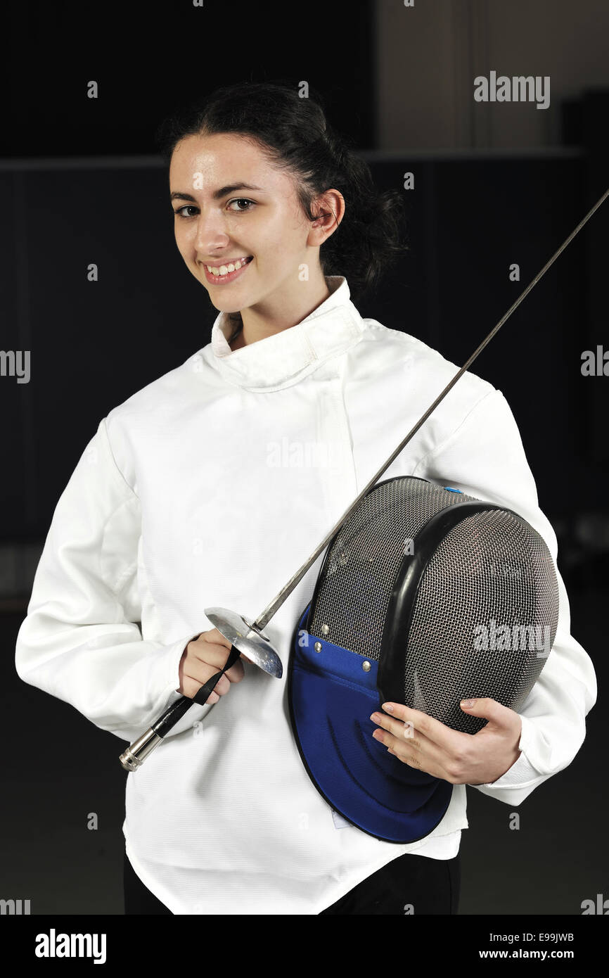 sword sport athlete portrait at training Stock Photo Alamy