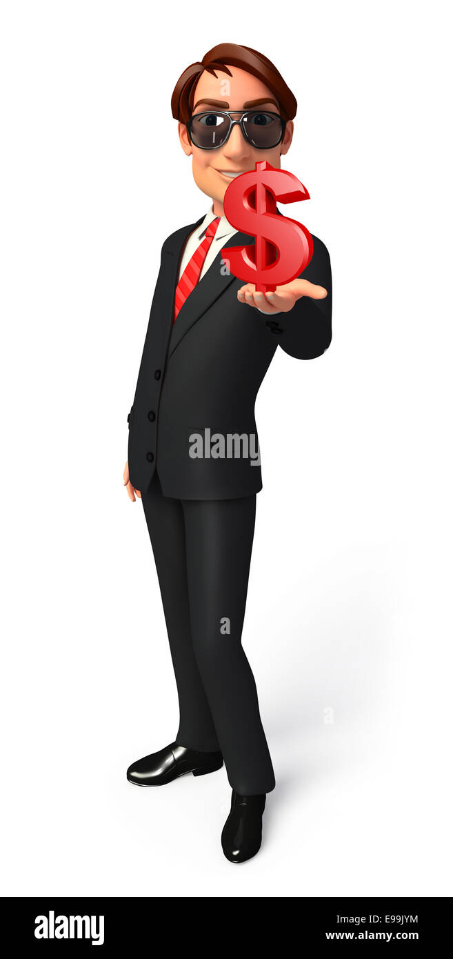 Illustration of Young Business Man with dollar sign Stock Photo - Alamy