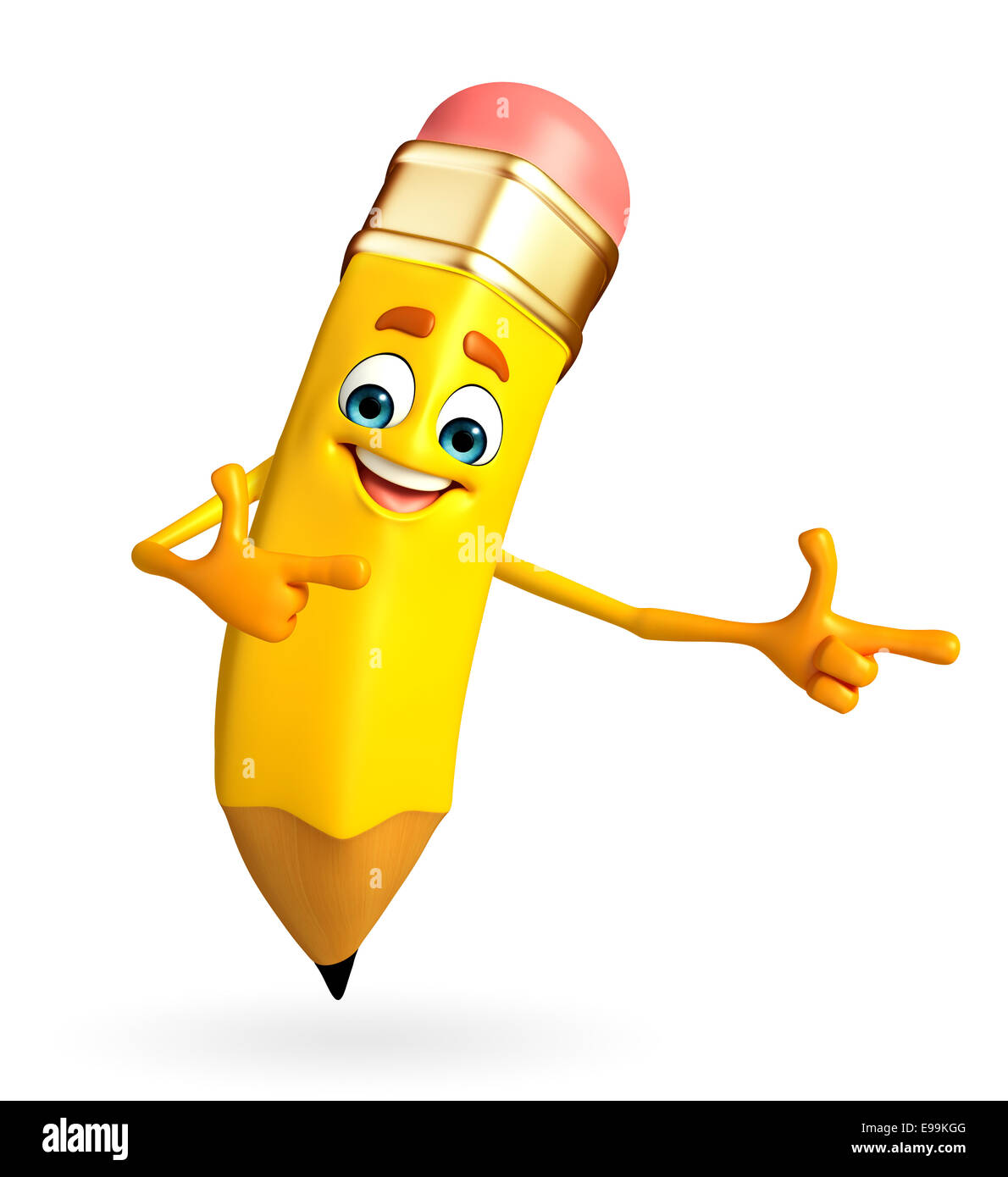 Cartoon Character of pencil is pointing Stock Photo - Alamy