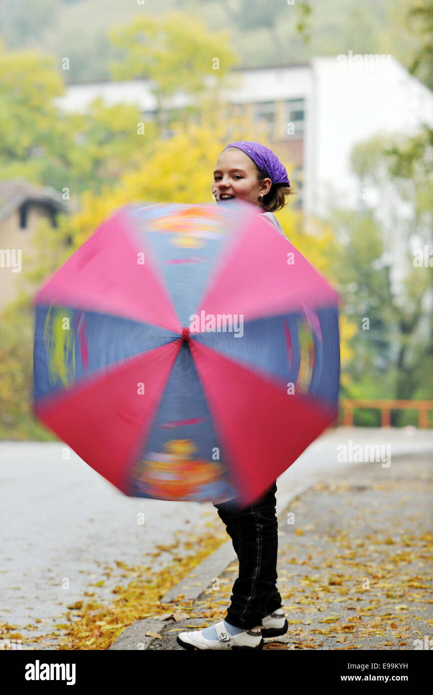 happy girl with umbrella Stock Photo - Alamy