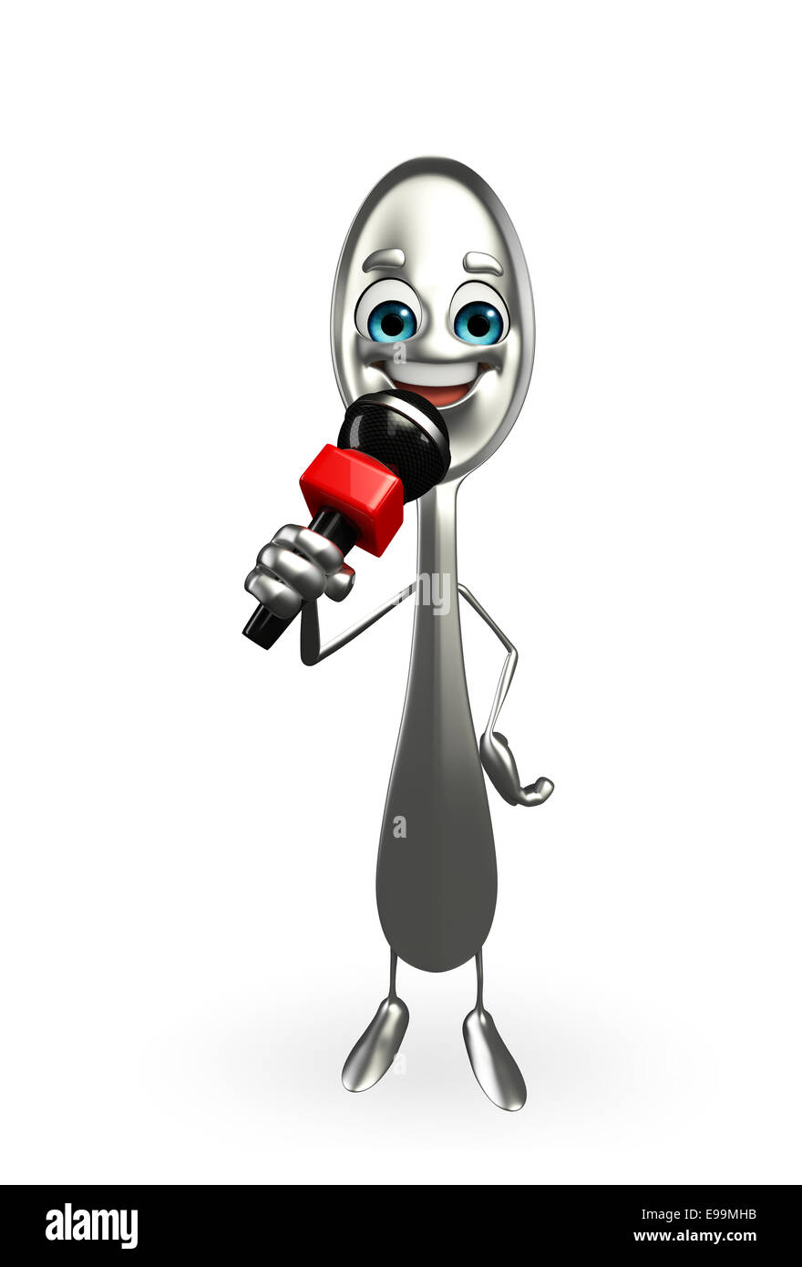 Cartoon character of spoon with mike Stock Photo - Alamy