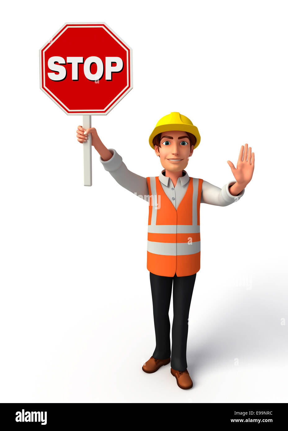 Worker holding stop sign Cut Out Stock Images & Pictures - Alamy