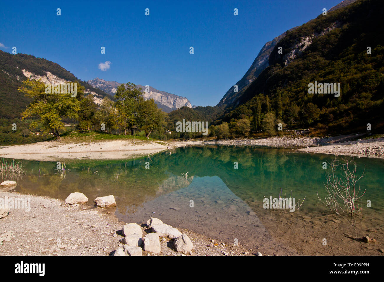 Mountain Lake Lago di Tenno Stock Photo