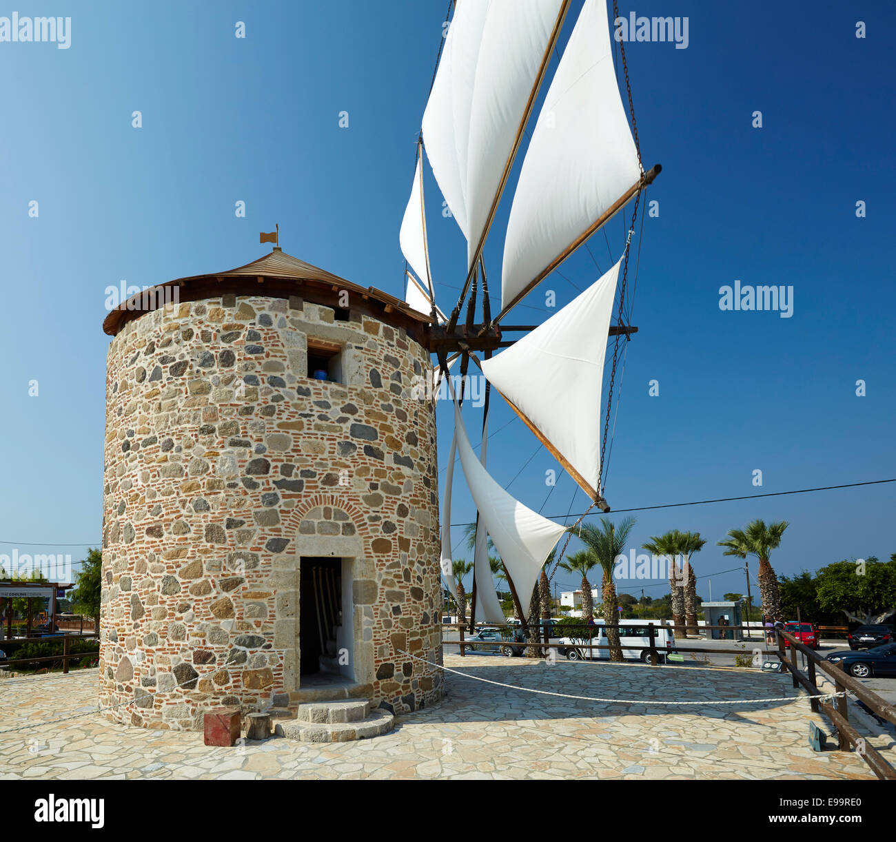 Traditional Windmill in Antimachia, Kos Island, Greece Stock Photo