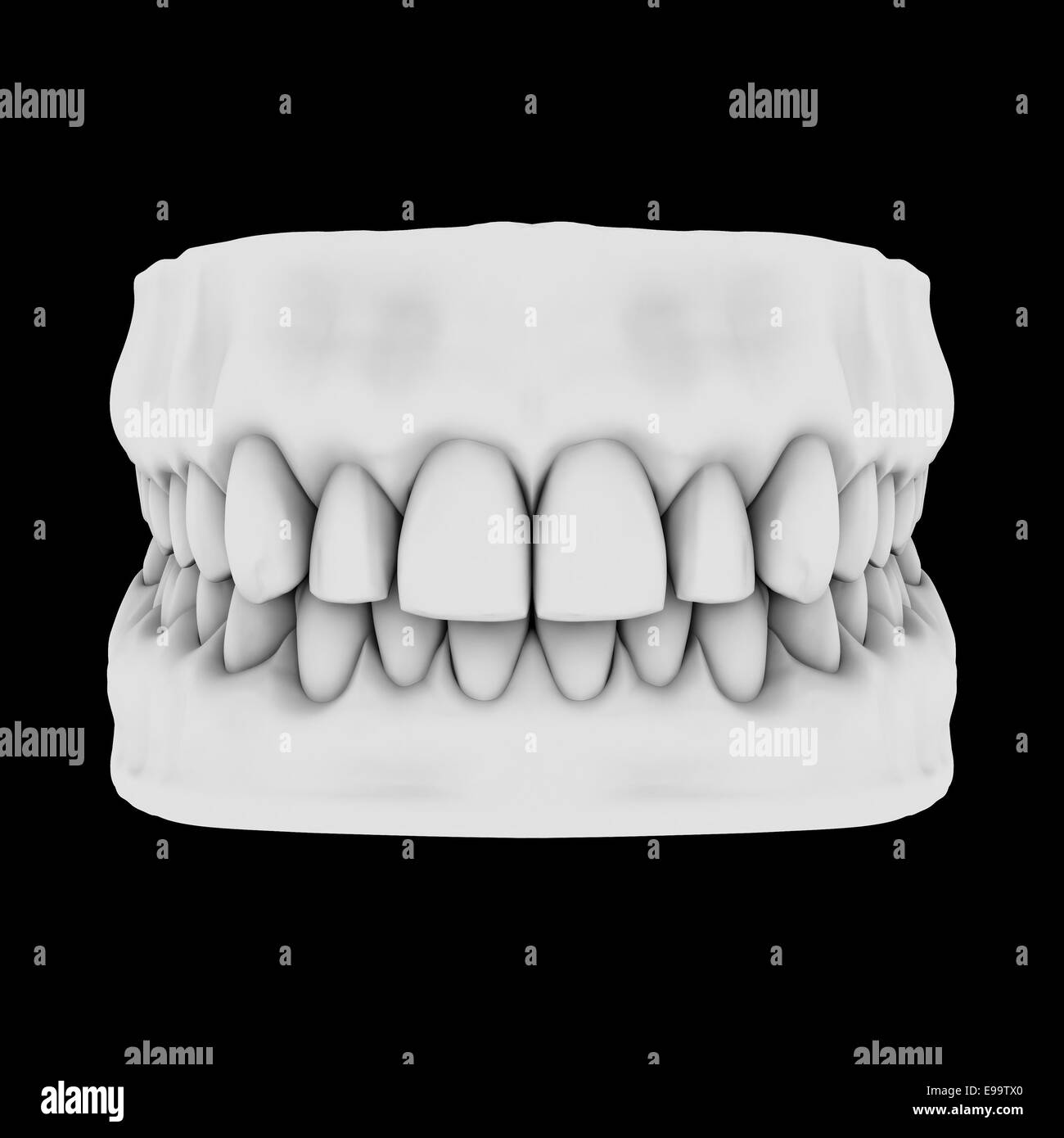 White teeth isolated on black background Stock Photo