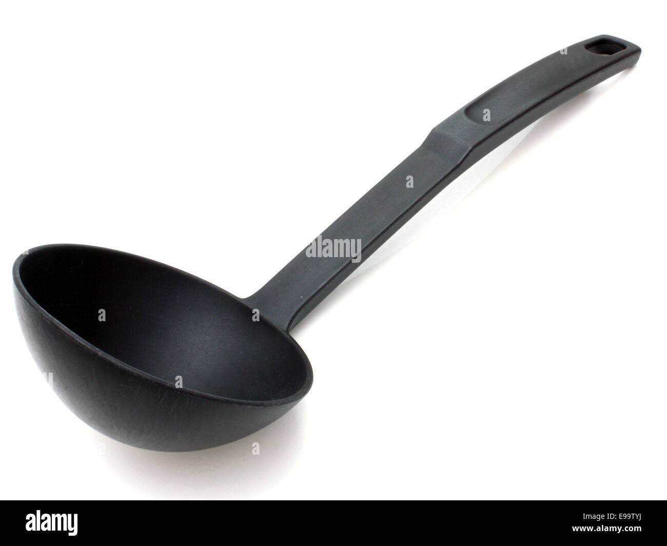 Black plastic soup ladle Stock Photo Alamy