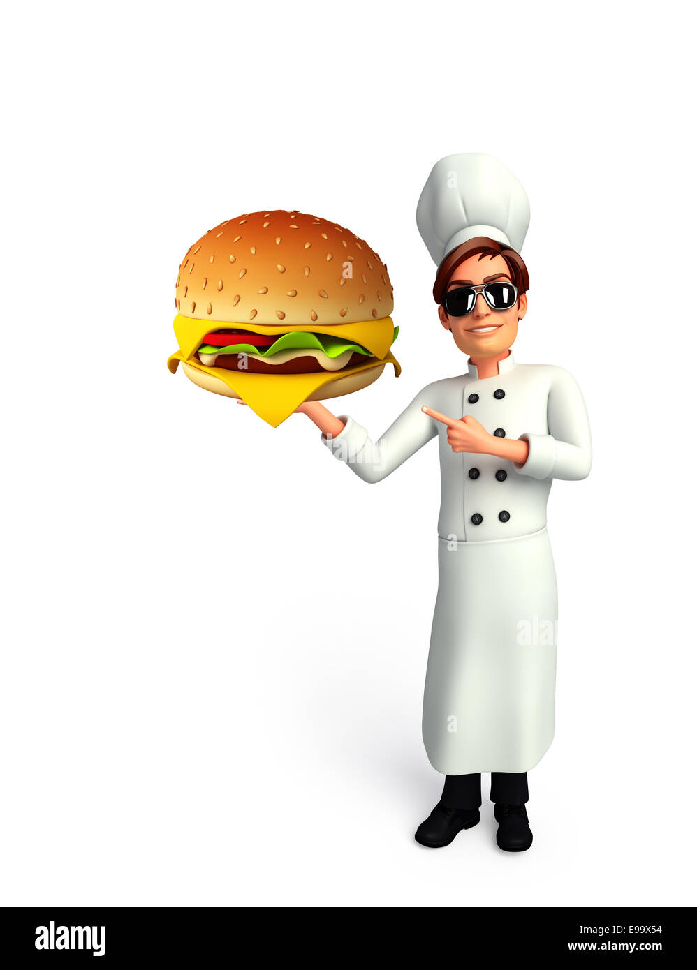 Illustration young chef burger hi-res stock photography and images - Alamy