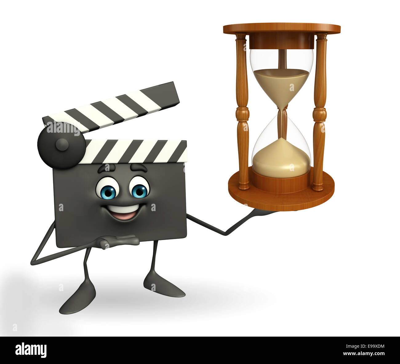 Cartoon Character of Clapper Board with sand clock Stock Photo - Alamy