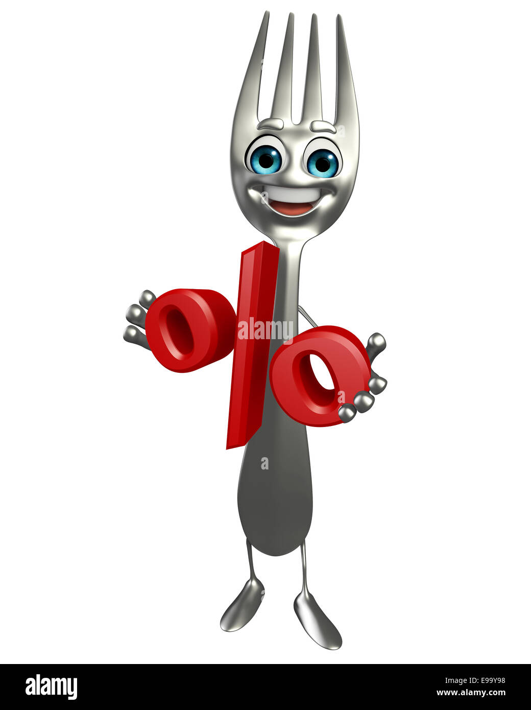 Cartoon character of fork with Percentage Stock Photo