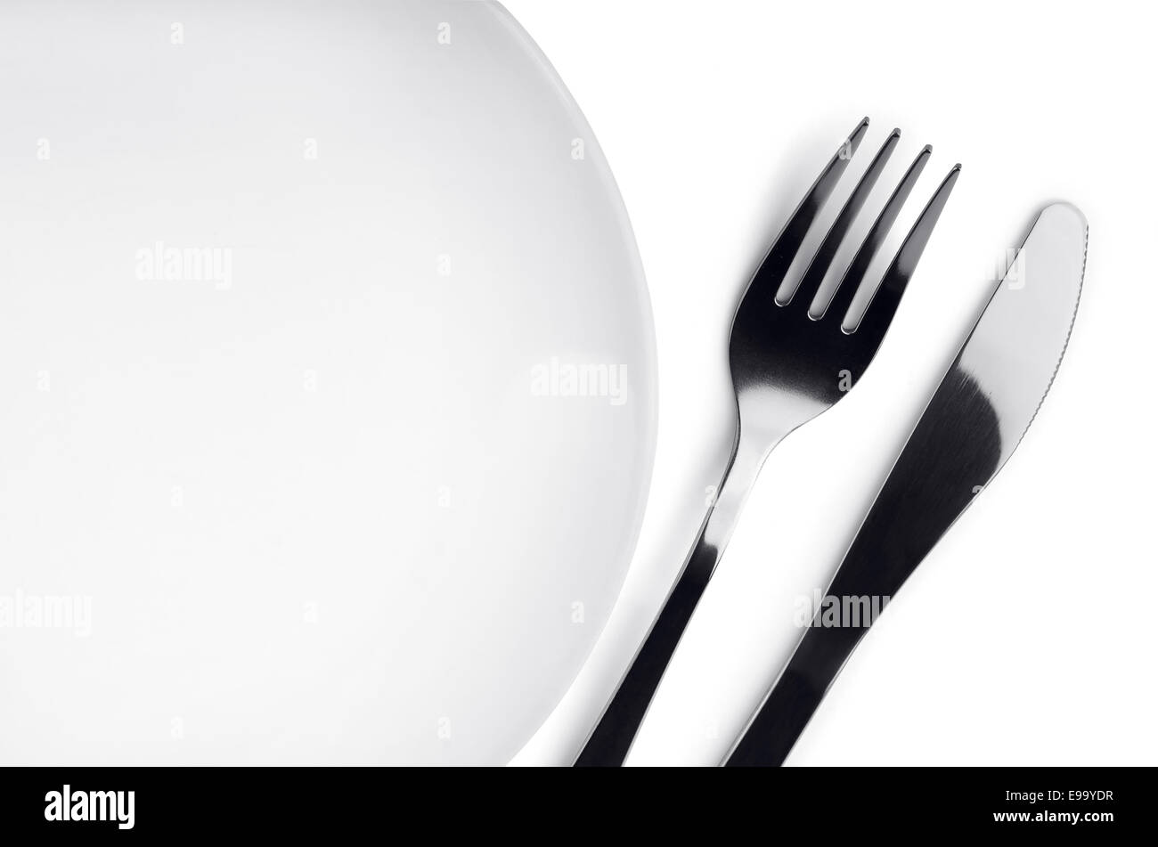 Plate, fork and knife Stock Photo Alamy